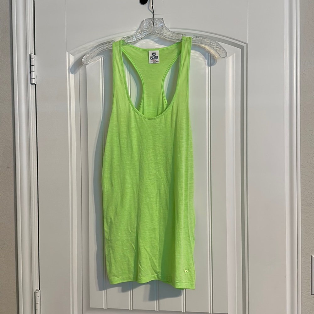 PINK Neon Green Tank Top